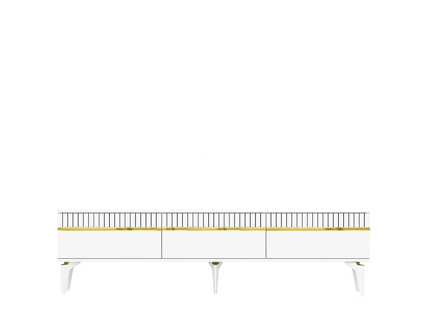 Meuble Tv design 3 portes basculantes Zerka L180cm Blanc et Or