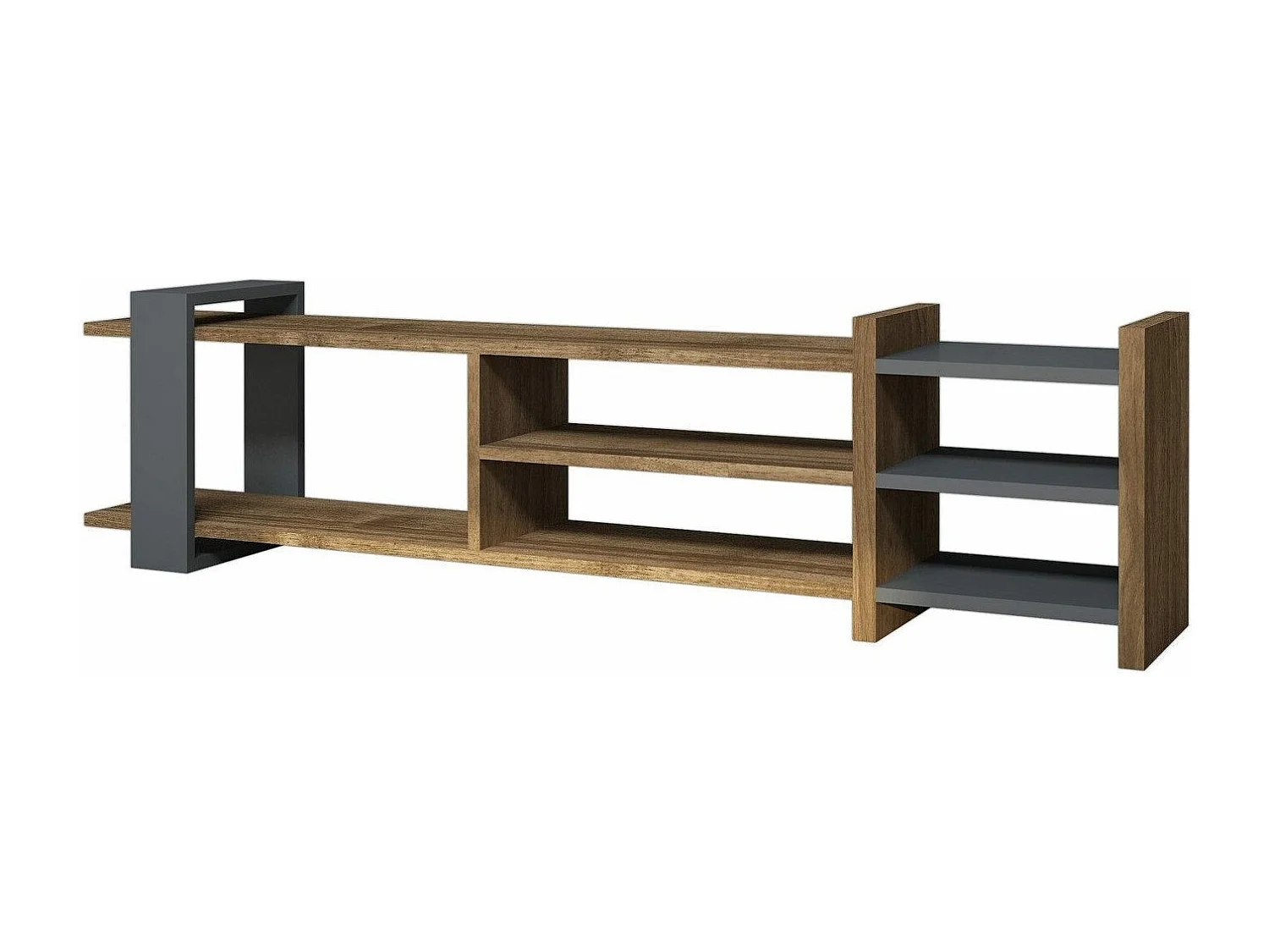 TV-Ständer – 156 cm x 40 cm x 29,6 cm – Walnuss und Anthrazit – Melaminbeschichtete Spanplatte