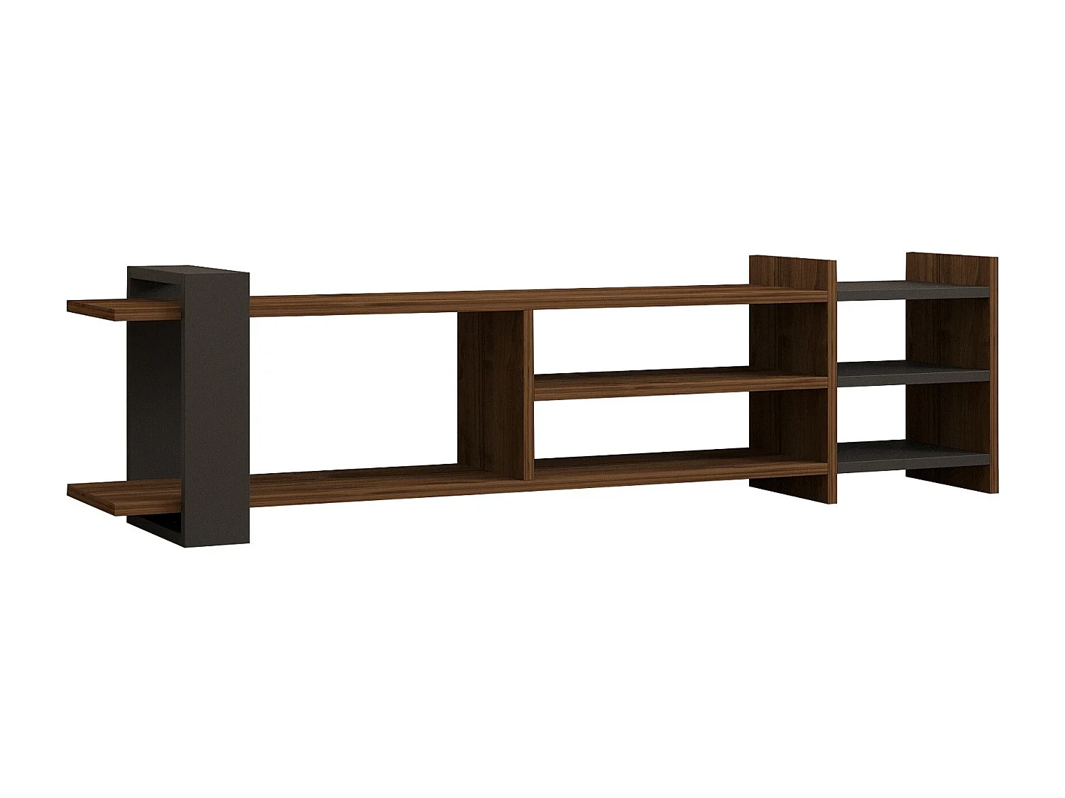 TV-Ständer – 156 cm x 40 cm x 29,6 cm – Walnuss und Anthrazit – Melaminbeschichtete Spanplatte