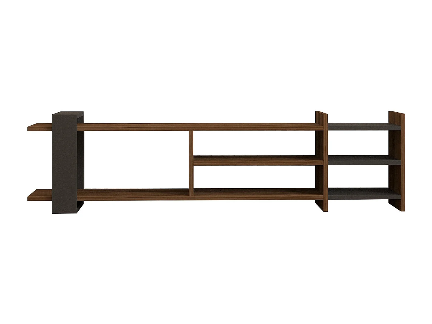 TV-Ständer – 156 cm x 40 cm x 29,6 cm – Walnuss und Anthrazit – Melaminbeschichtete Spanplatte