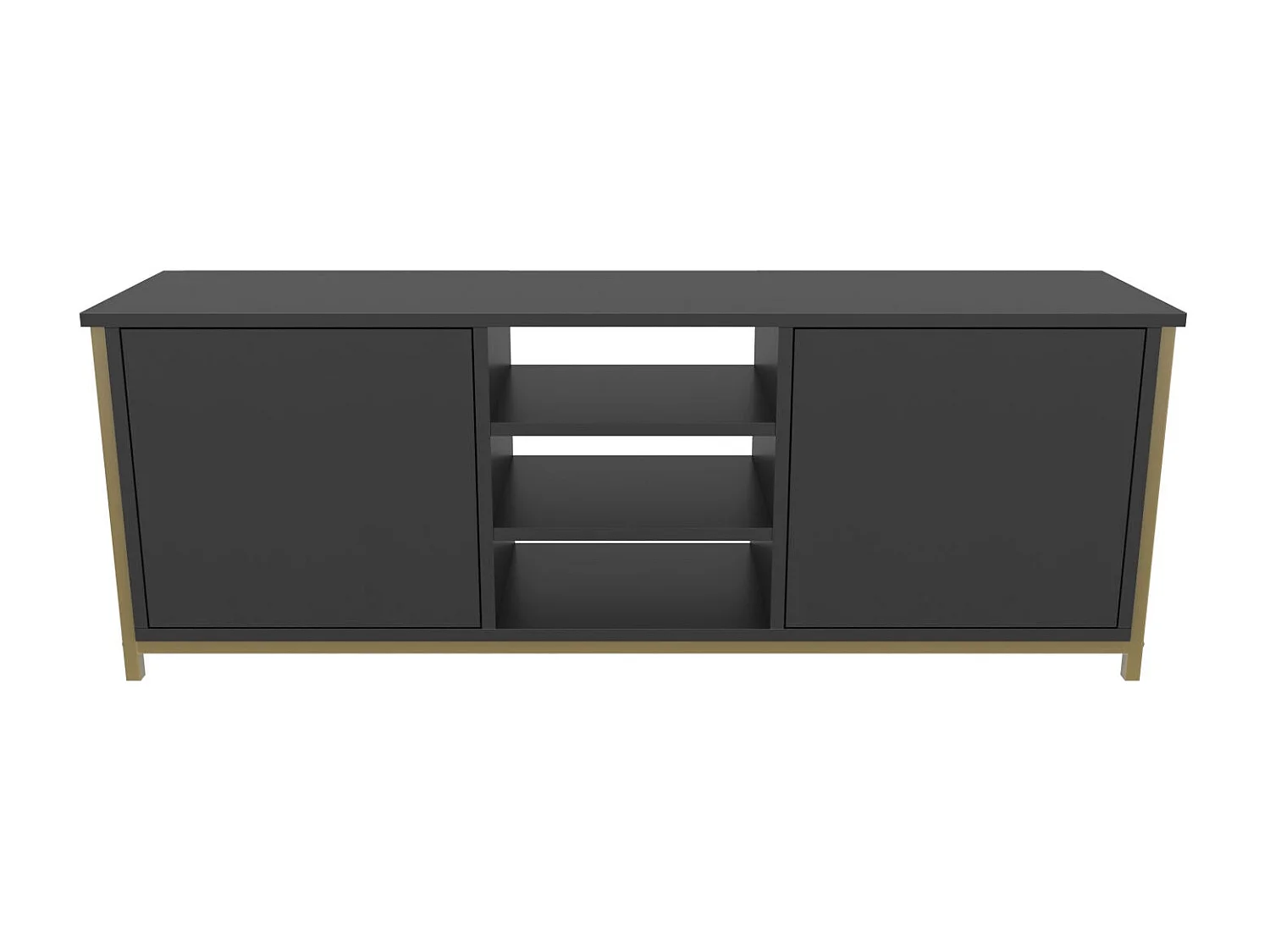 Meuble TV glamour, doré et anthracite, 140 x 35,3 x 50,8 cm | Panneau de particules 100 % mélaminé, épaisseur 18 mm | Élégant et fonctionnel pour un salon moderne