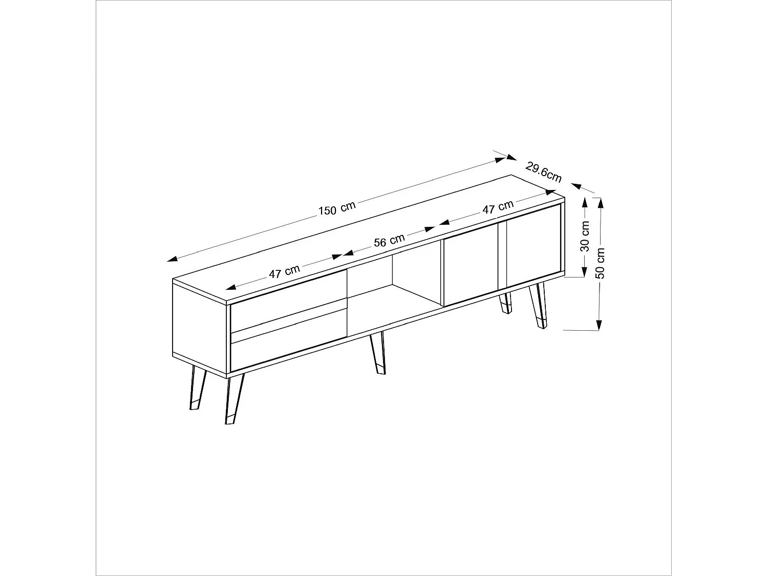 Meuble TV avec cheminée électrique – 150 cm x 50 cm x 29,6 cm – Anthracite et or – Panneau de particules mélaminé