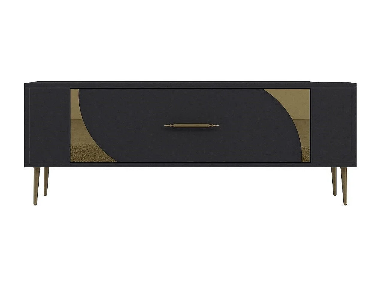 TV-Ständer – 120 cm x 48,2 cm x 26,4 cm – Anthrazit und Gold – Melaminbeschichtete Spanplatte