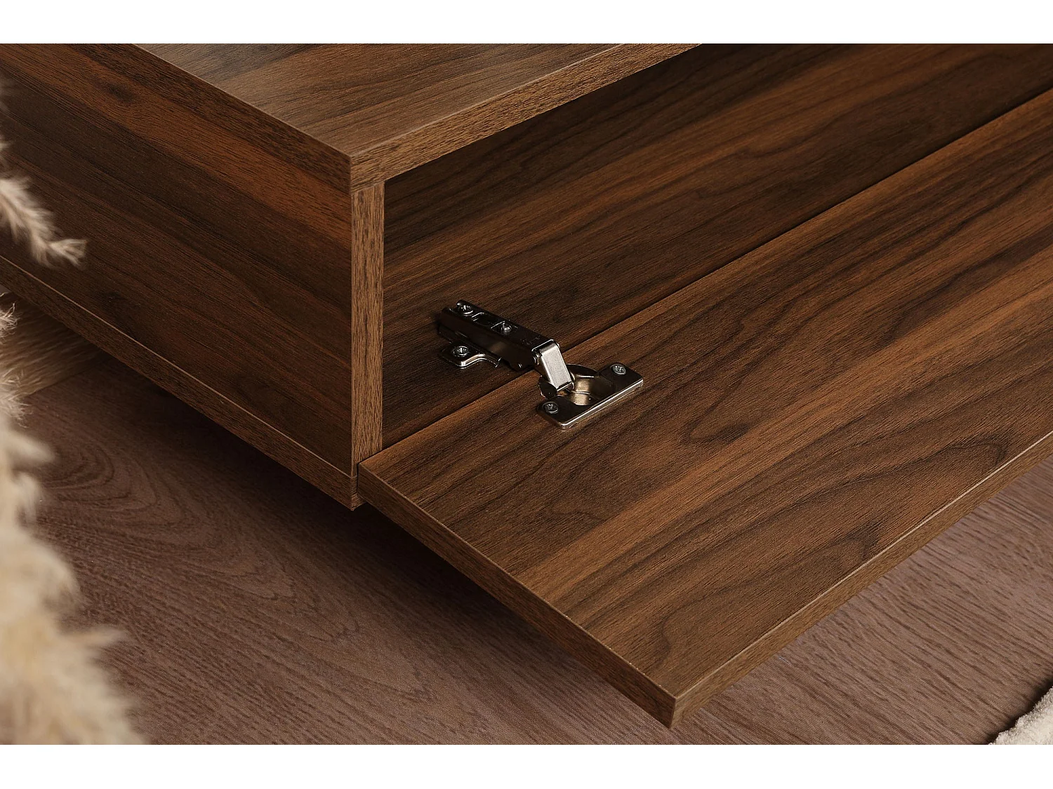 Skandinavischer TV-Ständer – 180 cm – Weiß und Teakholz – Melaminbeschichtete Spanplatte