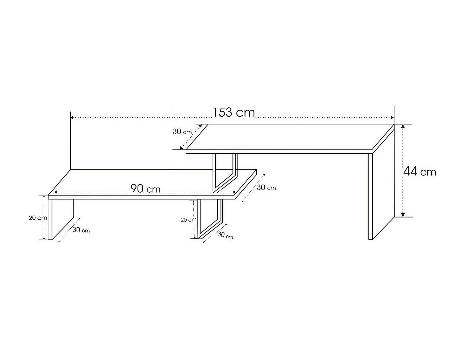 Mesa de tv Kailua 596, Antracita|Negro, 153x44x30cm