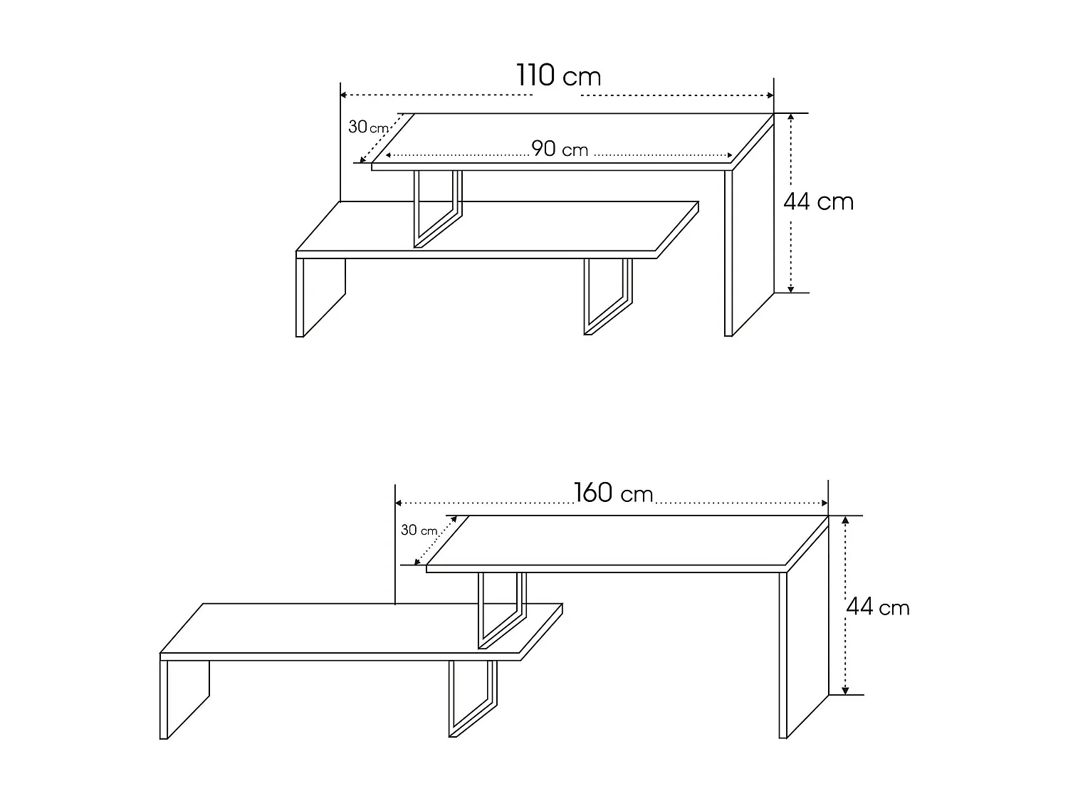 Mesa de tv Kailua 596, Antracita|Negro, 153x44x30cm