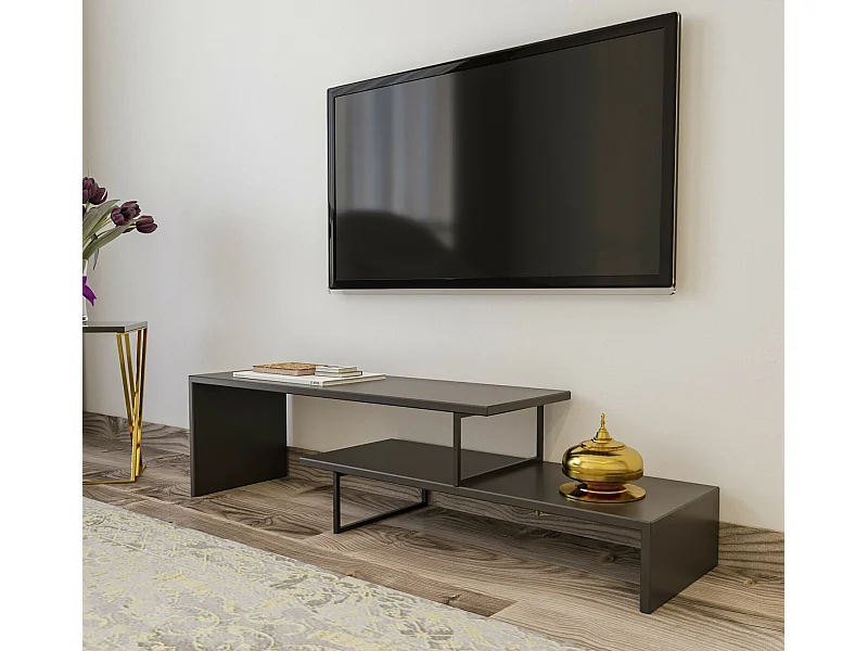 Mesa de tv Kailua 596, Antracita|Negro, 153x44x30cm
