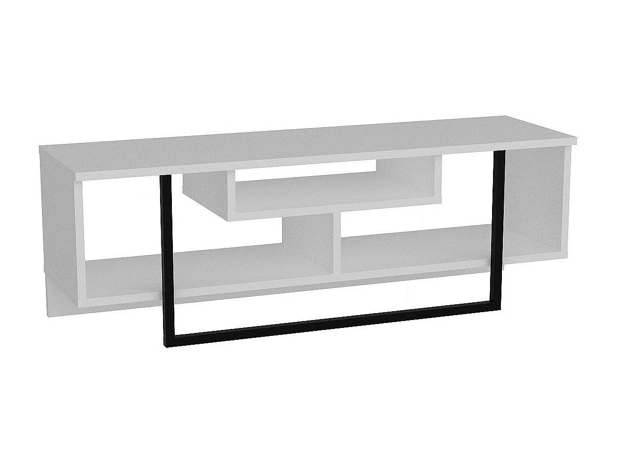 Meuble TV Nikolai L120cm Bois Blanc et Noir