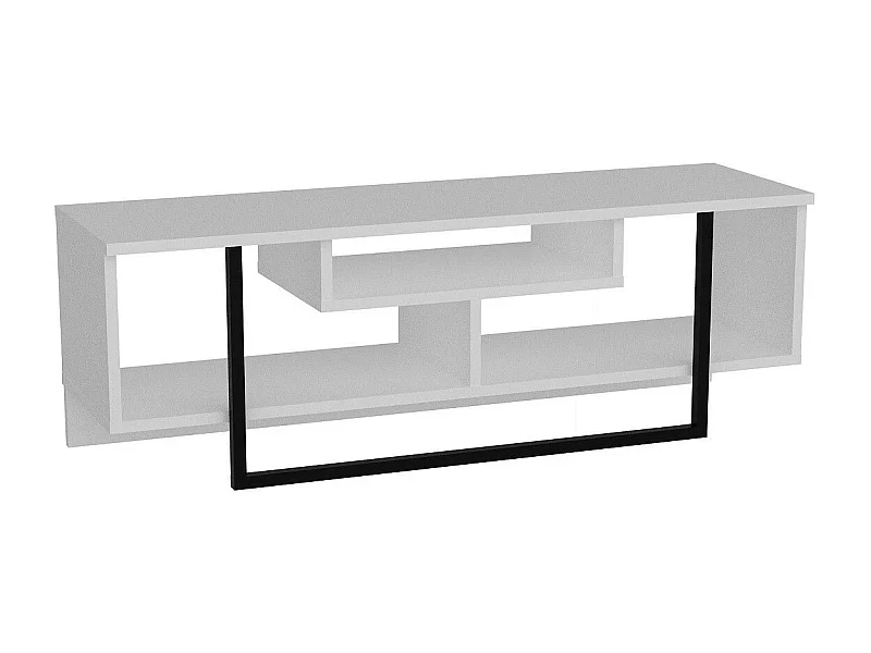 Meuble TV Nikolai L120cm Bois Blanc et Noir