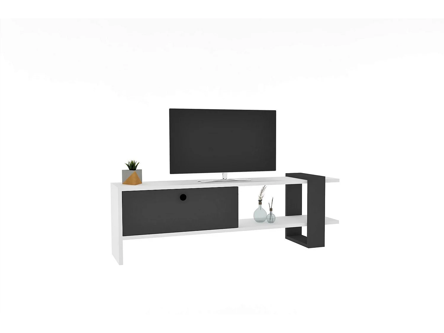 Mueble de TV – 120 x 36,8 x 25 cm – Antracita y Blanco – Tablero de partículas