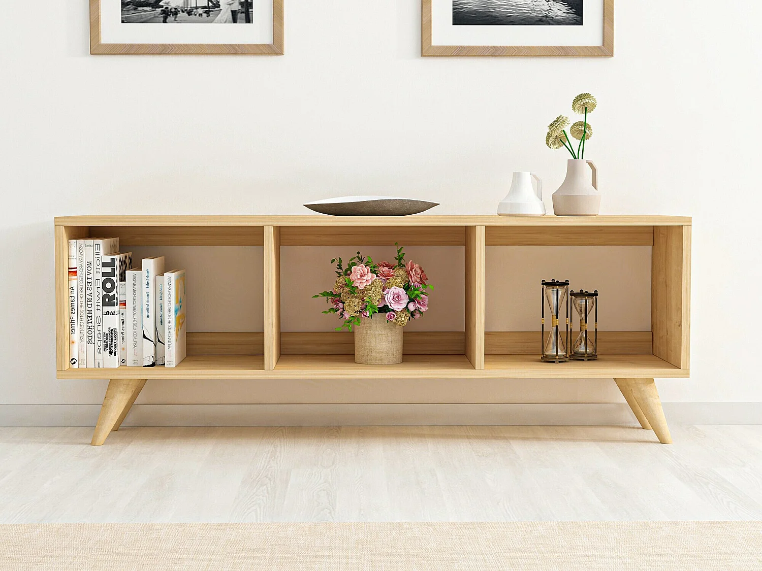 TV-Ständer – 120 cm breit – Saphir – Melaminbeschichtete Spanplatte