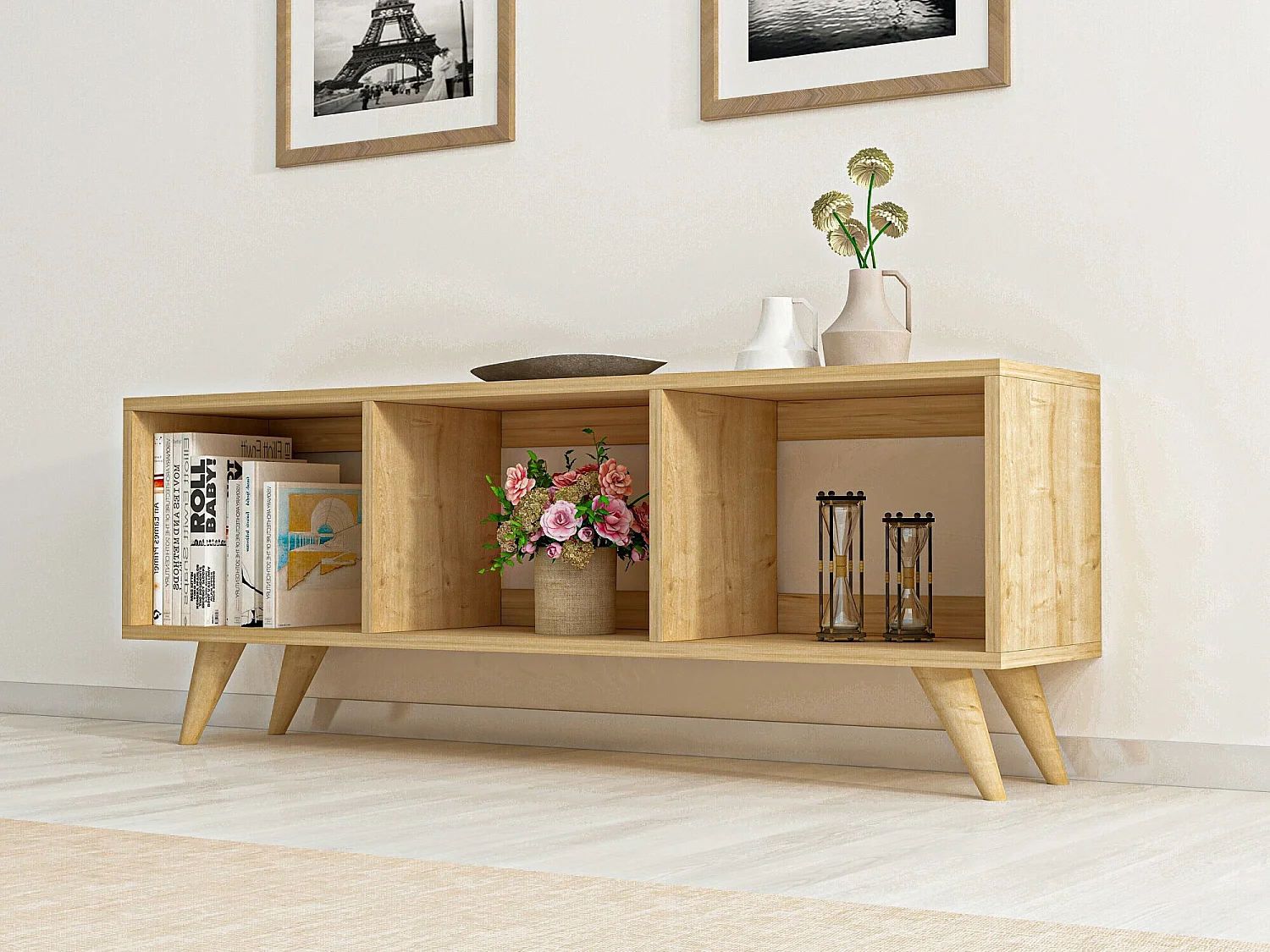 Meuble TV – 120 cm de large – Saphir – Panneau de particules mélaminé