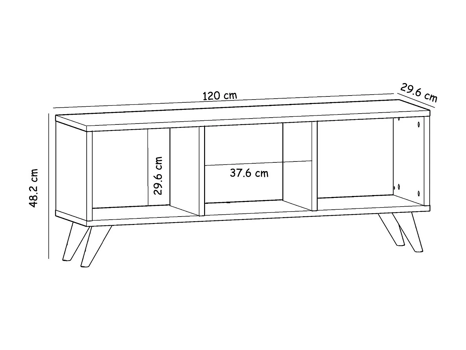 Meuble TV – 120 cm de large – Saphir – Panneau de particules mélaminé