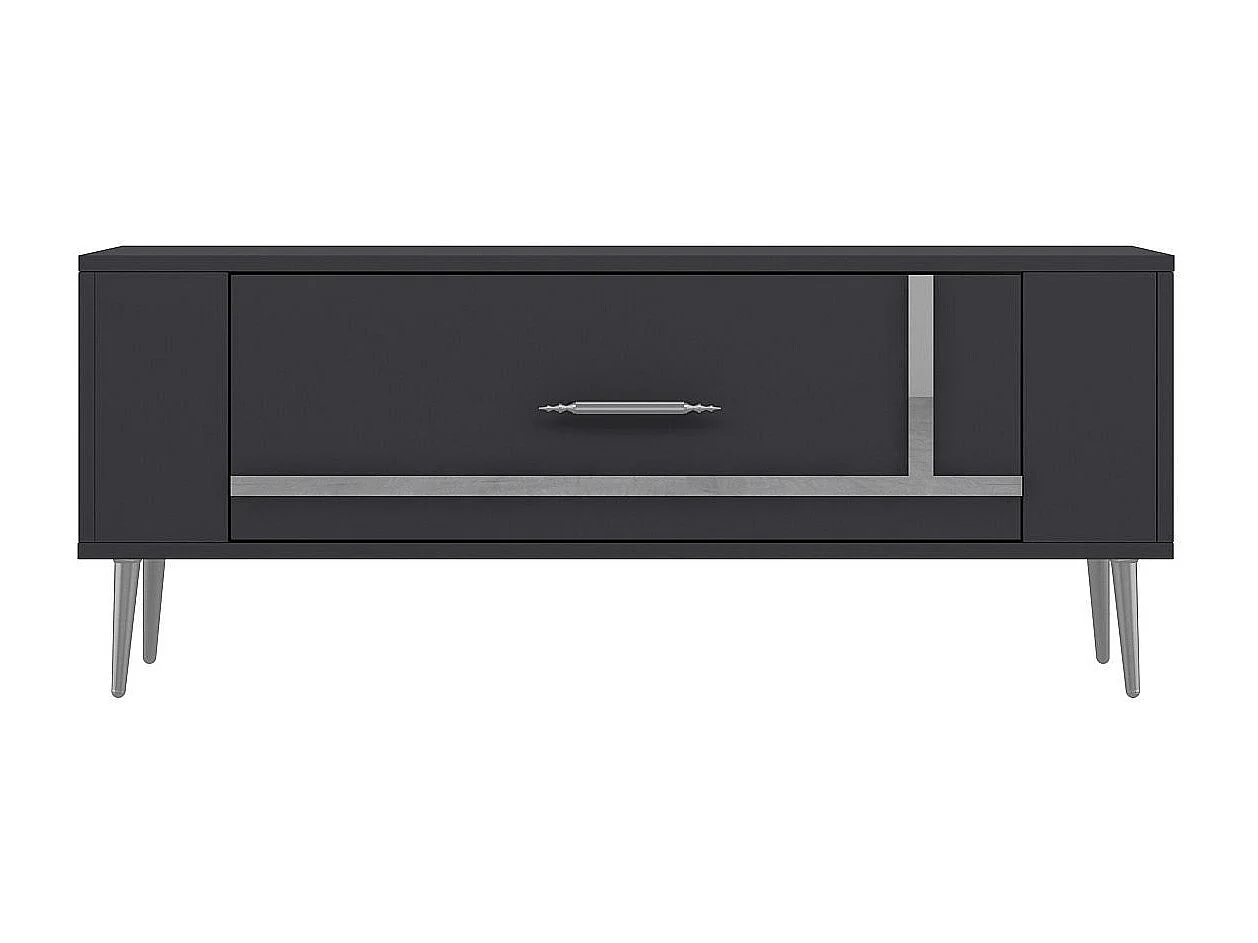 TV-Ständer – 120 cm x 48,2 cm x 26,4 cm – Anthrazit und Silber – Melaminbeschichtete Spanplatte