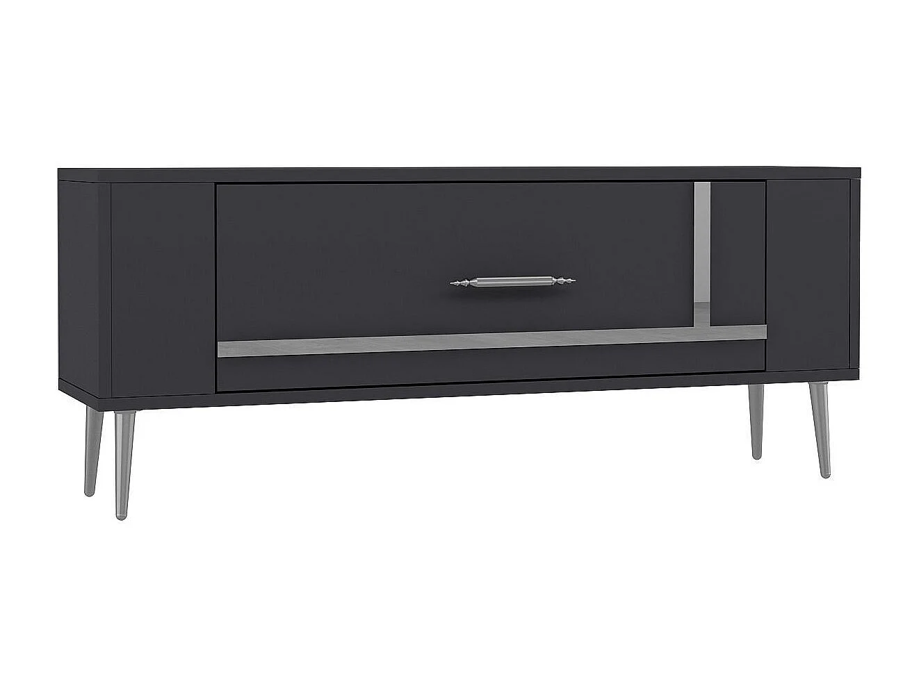 TV-Ständer – 120 cm x 48,2 cm x 26,4 cm – Anthrazit und Silber – Melaminbeschichtete Spanplatte