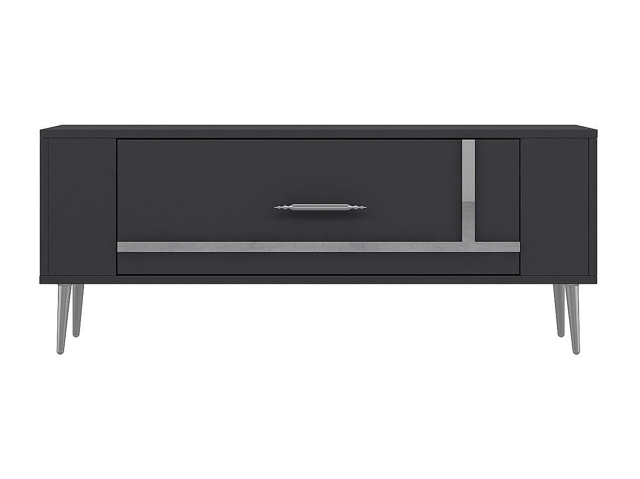 TV-Ständer – 120 cm x 48,2 cm x 26,4 cm – Anthrazit und Silber – Melaminbeschichtete Spanplatte