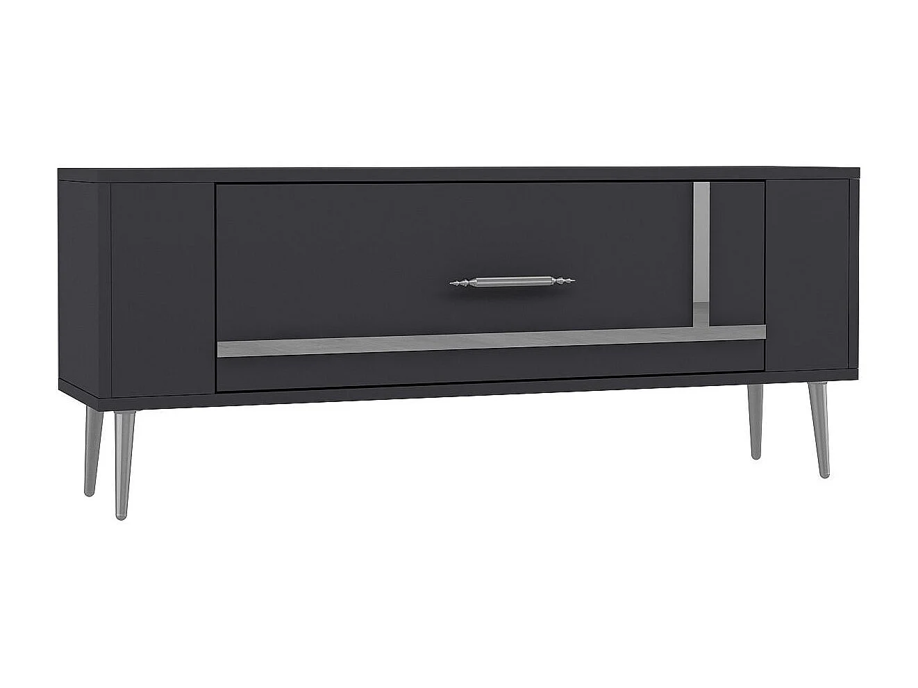 TV-Ständer – 120 cm x 48,2 cm x 26,4 cm – Anthrazit und Silber – Melaminbeschichtete Spanplatte