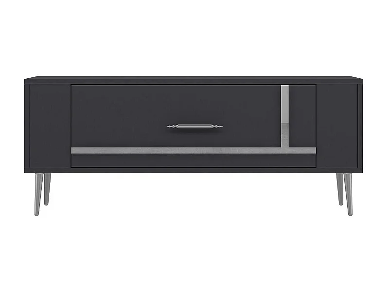 TV-Ständer – 120 cm x 48,2 cm x 26,4 cm – Anthrazit und Silber – Melaminbeschichtete Spanplatte