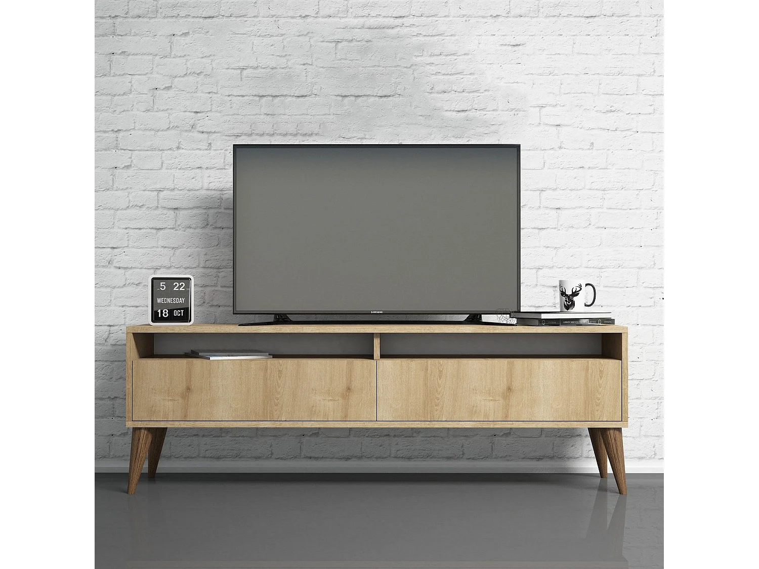 Stojak pod TV dębowy – 150 cm x 30 cm x 50 cm
