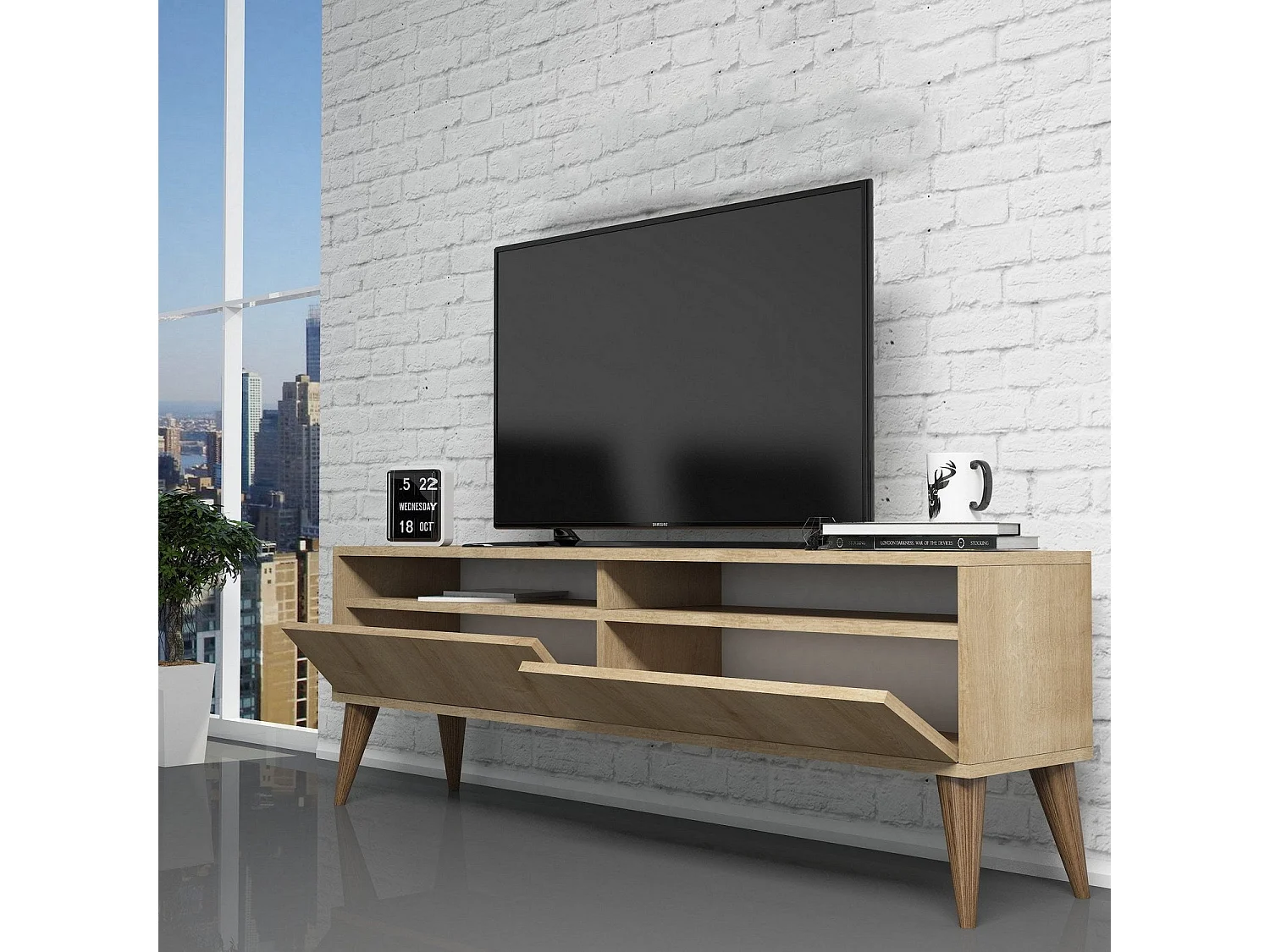 Stojak pod TV dębowy – 150 cm x 30 cm x 50 cm