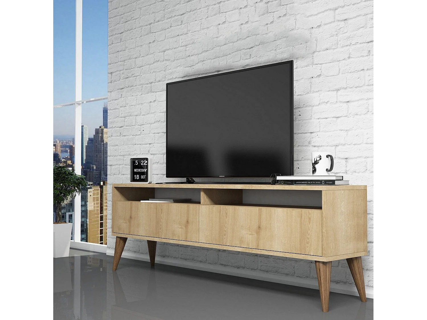 Stojak pod TV dębowy – 150 cm x 30 cm x 50 cm