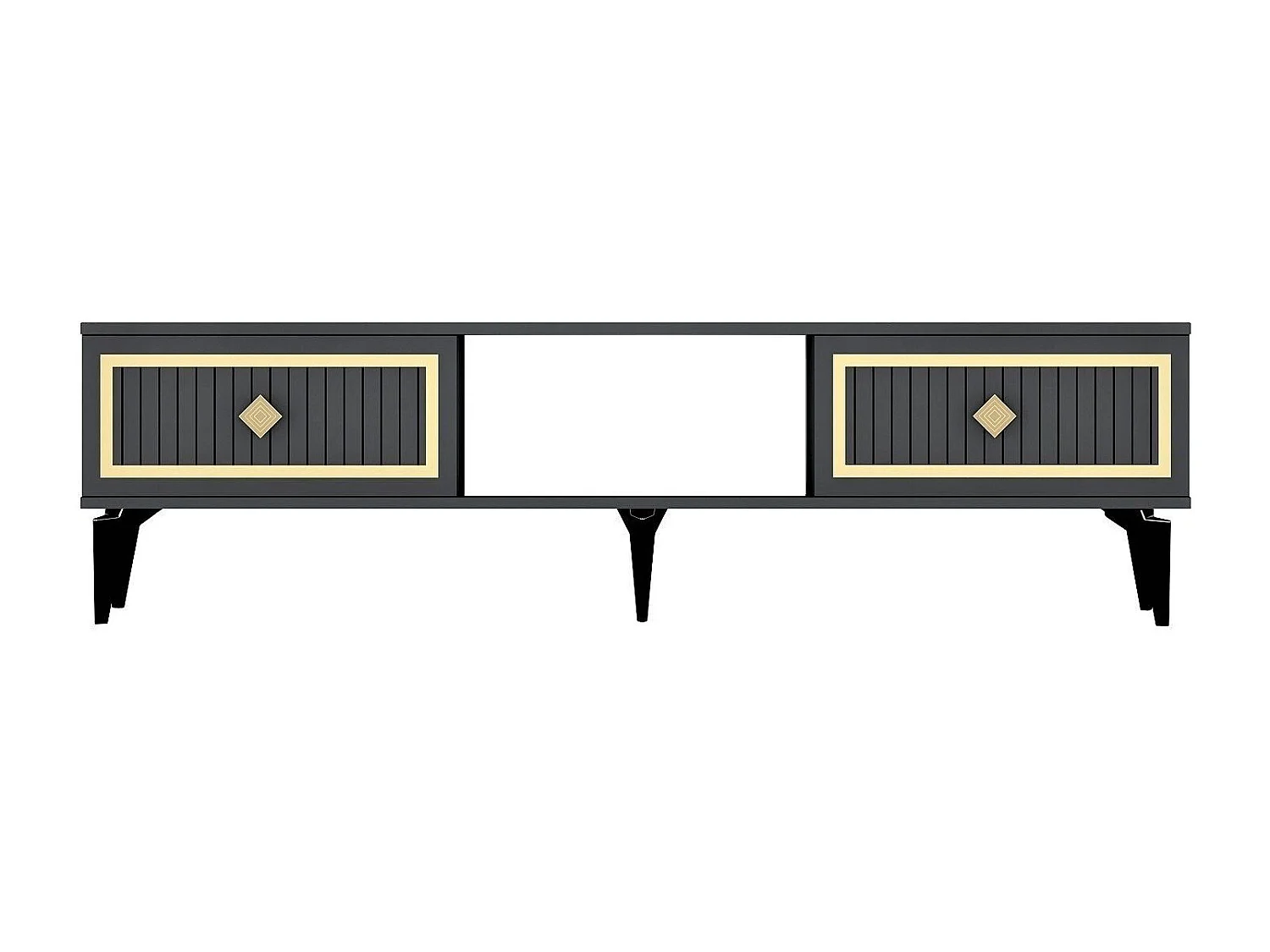 TV-Ständer – 150 cm x 44,6 cm x 29,6 cm – Anthrazit und Gold – Melamin