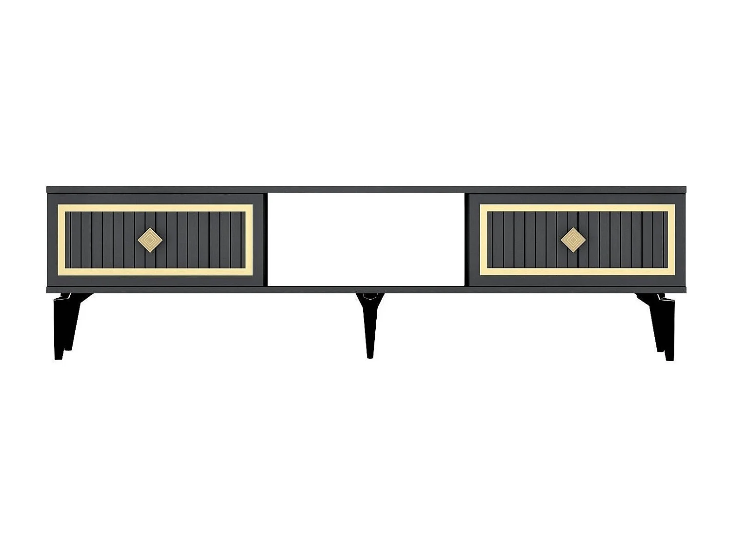 TV-Ständer – 150 cm x 44,6 cm x 29,6 cm – Anthrazit und Gold – Melamin