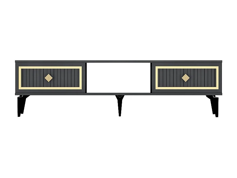 TV-Ständer – 150 cm x 44,6 cm x 29,6 cm – Anthrazit und Gold – Melamin