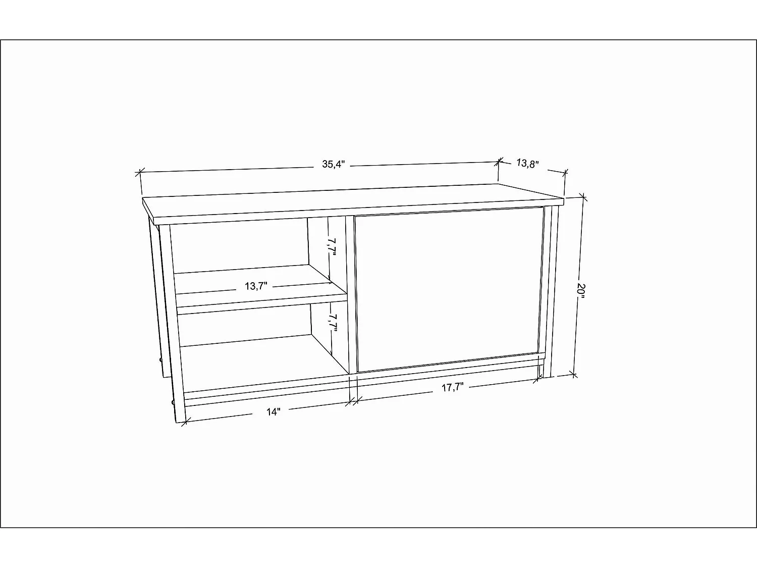 Elegante zwart-witte tv-standaard, 89,6 x 35,3 x 50,8 cm | 100% melamine gecoate spaanplaat en metalen frame, 18 mm dik | Modern woonkamerdesign