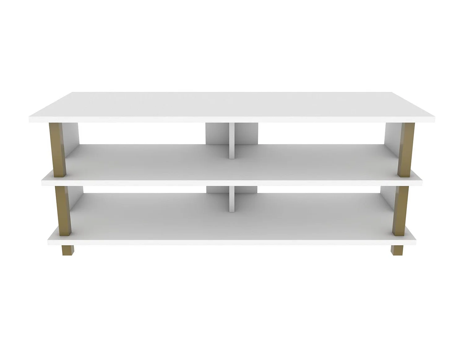 Meuble TV glamour doré et blanc, 120 x 44,6 x 47,4 cm | Panneau de particules 100 % mélaminé, épaisseur 18 mm | Élégant et fonctionnel pour un salon moderne