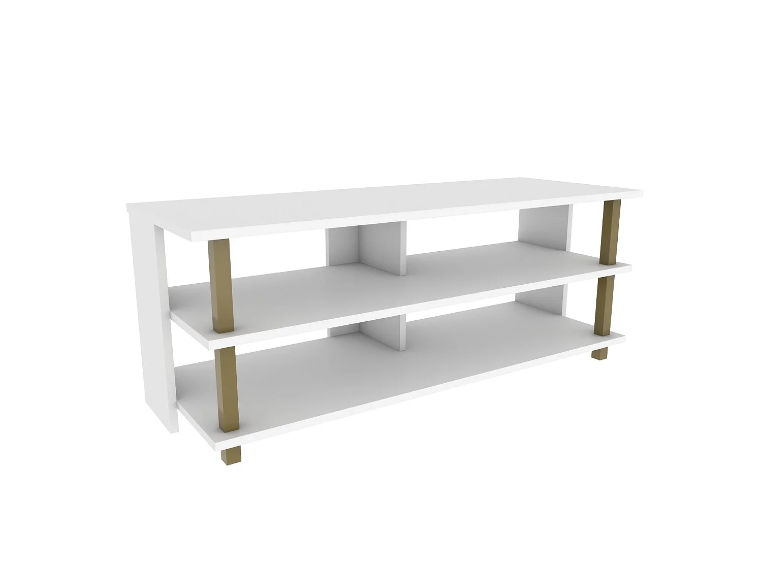 Meuble TV glamour doré et blanc, 120 x 44,6 x 47,4 cm | Panneau de particules 100 % mélaminé, épaisseur 18 mm | Élégant et fonctionnel pour un salon moderne