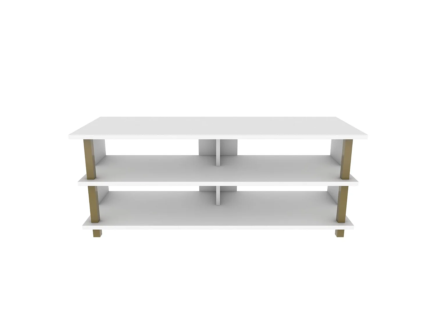 Meuble TV glamour doré et blanc, 120 x 44,6 x 47,4 cm | Panneau de particules 100 % mélaminé, épaisseur 18 mm | Élégant et fonctionnel pour un salon moderne