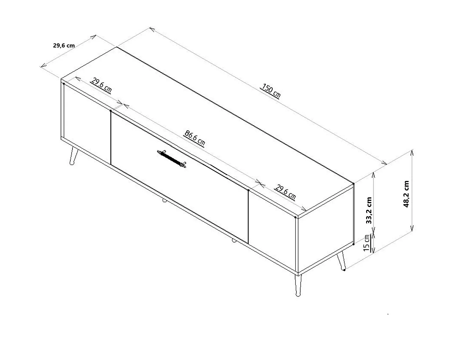 Meuble Tv design 1 porte basculante Fany L150cm Blanc et Argent
