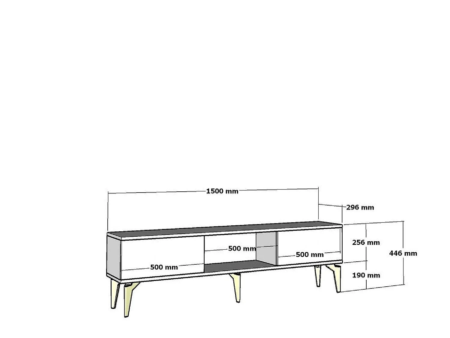 Meuble TV avec cheminée électrique – 150 cm x 44,6 cm x 29,6 cm – Blanc – Panneaux de particules mélaminés
