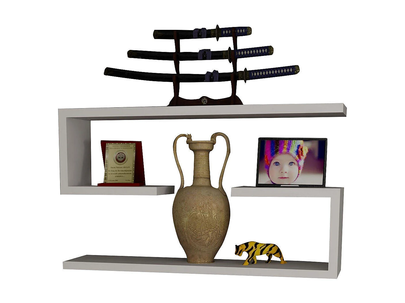 Étagère murale scandinave – 60 x 18 x 14,5 cm – Blanc – Panneau de particules mélaminé