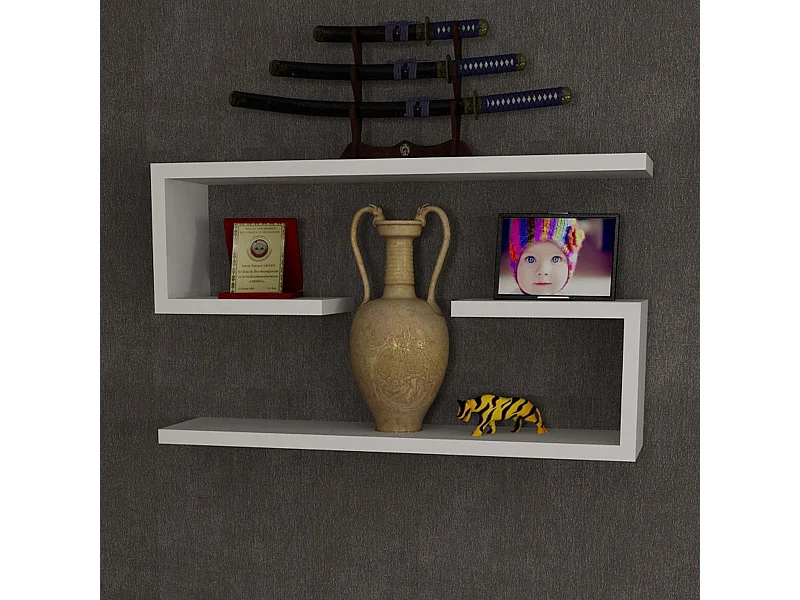 Étagère murale scandinave – 60 x 18 x 14,5 cm – Blanc – Panneau de particules mélaminé