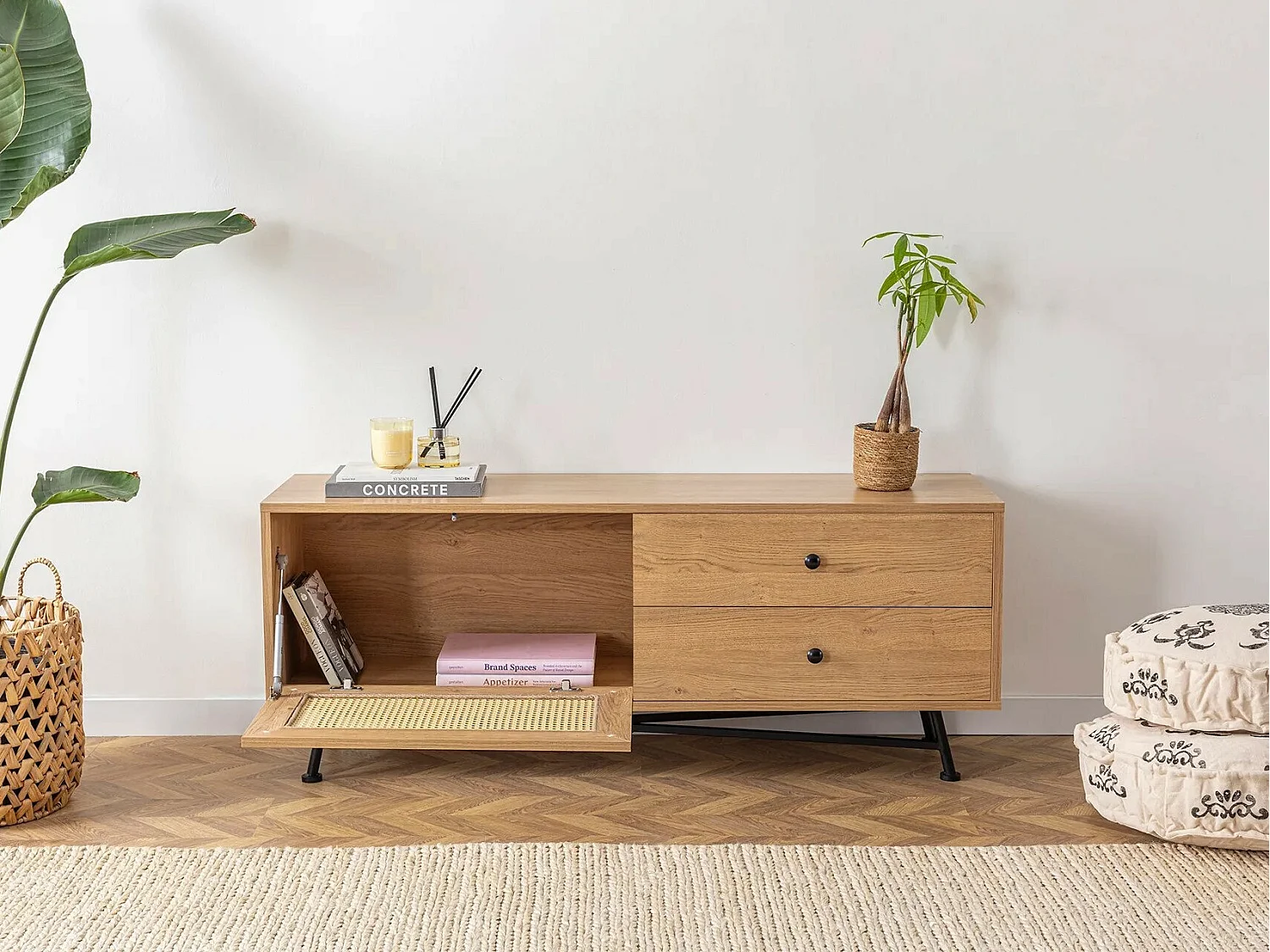 Mobile TV – 140 cm x 55 cm x 40 cm – Naturale – Truciolato