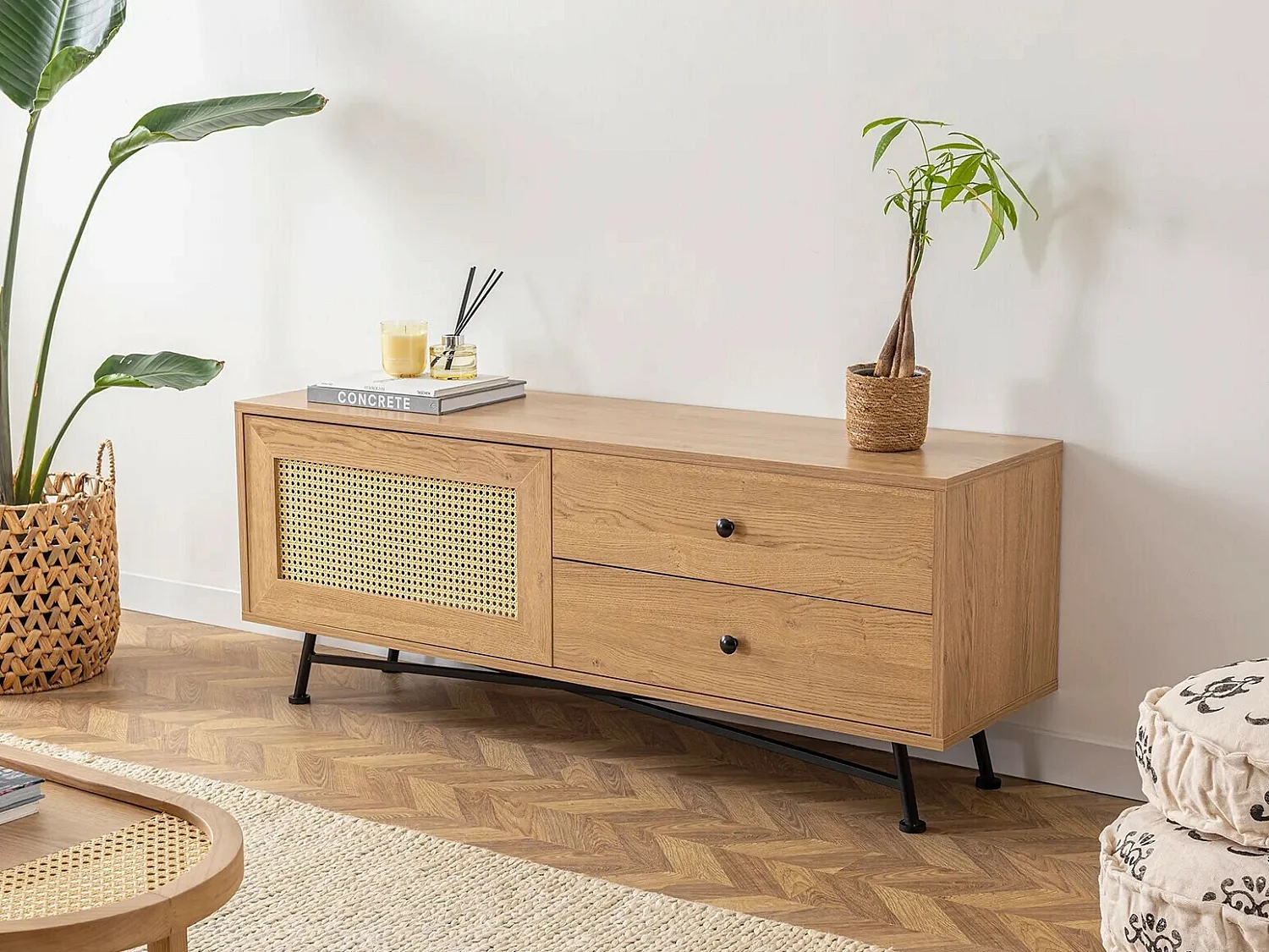 Mobile TV – 140 cm x 55 cm x 40 cm – Naturale – Truciolato