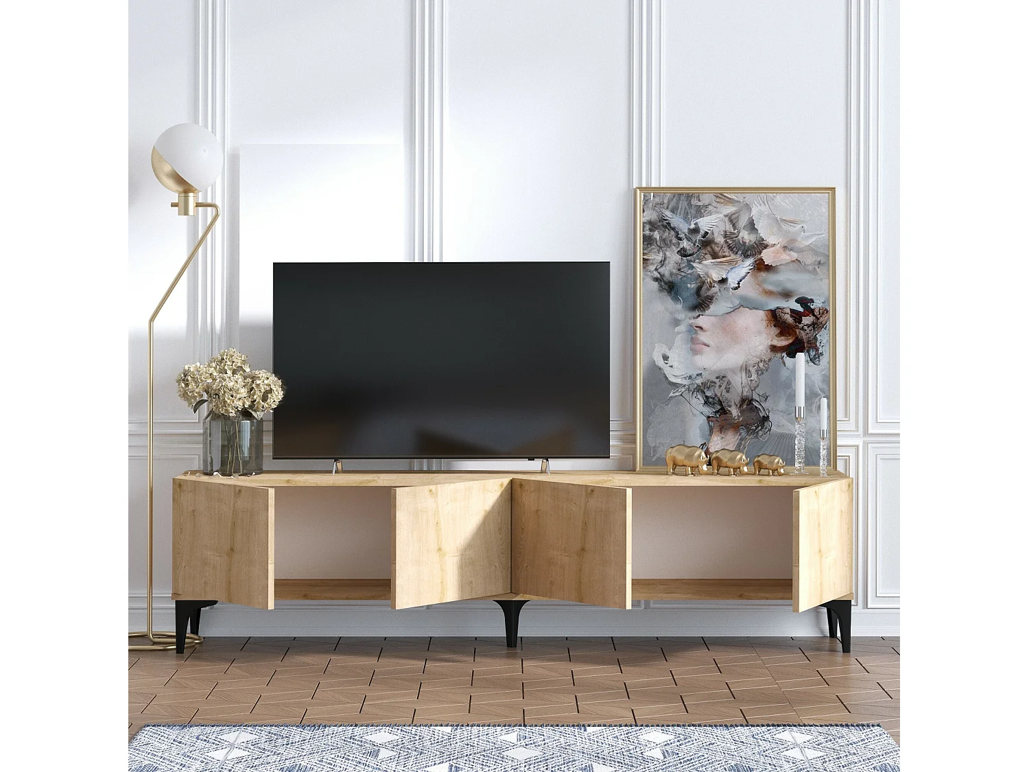 Mobile TV rovere zaffiro – 180 cm – 100% pannello truciolare rivestito in melaminico