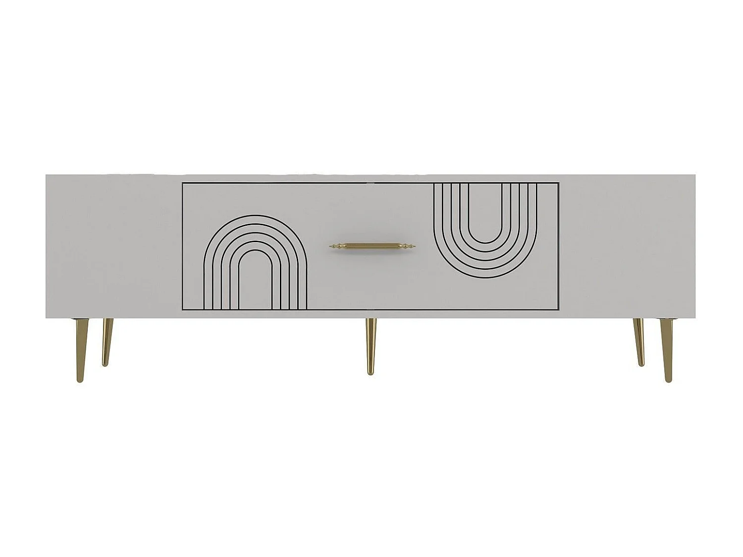 Meuble Tv design 1 porte basculante Serena L150cm Blanc et Or