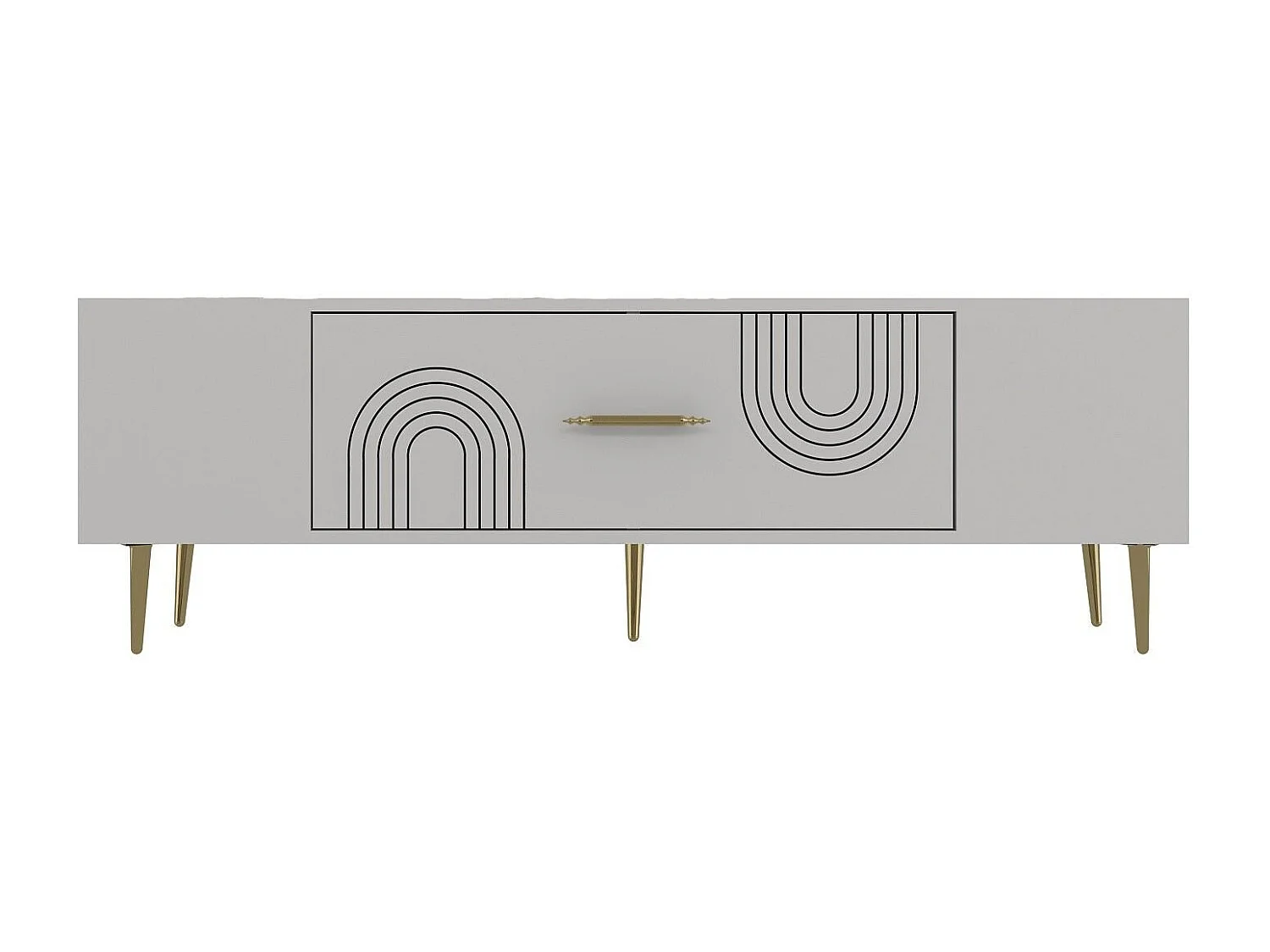Meuble Tv design 1 porte basculante Serena L150cm Blanc et Or
