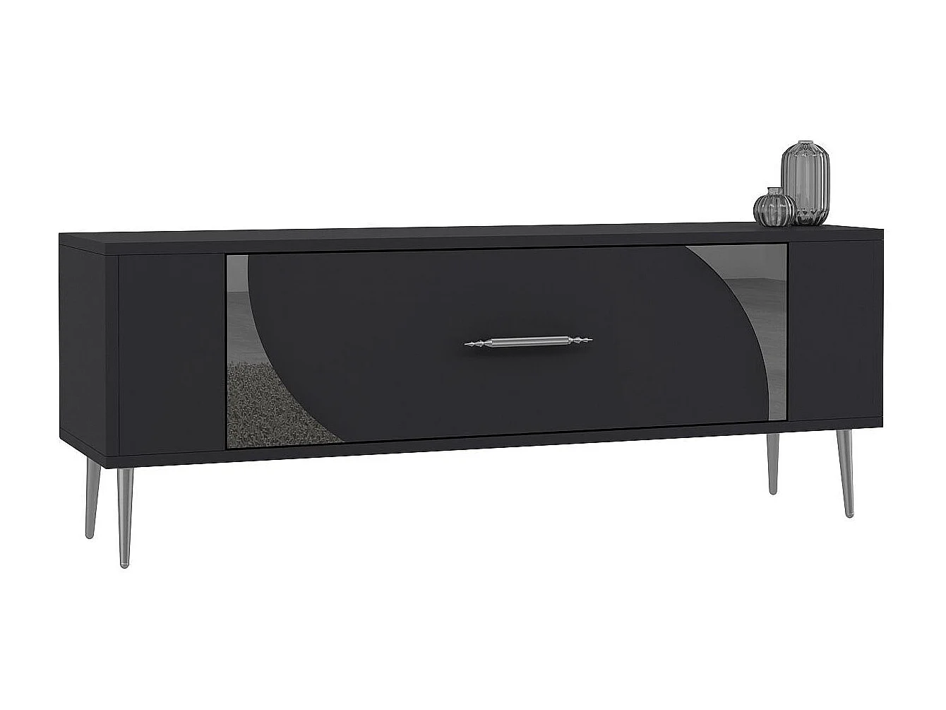 TV-Ständer – 120 cm x 48,2 cm x 26,4 cm – Anthrazit und Silber – Melaminbeschichtete Spanplatte