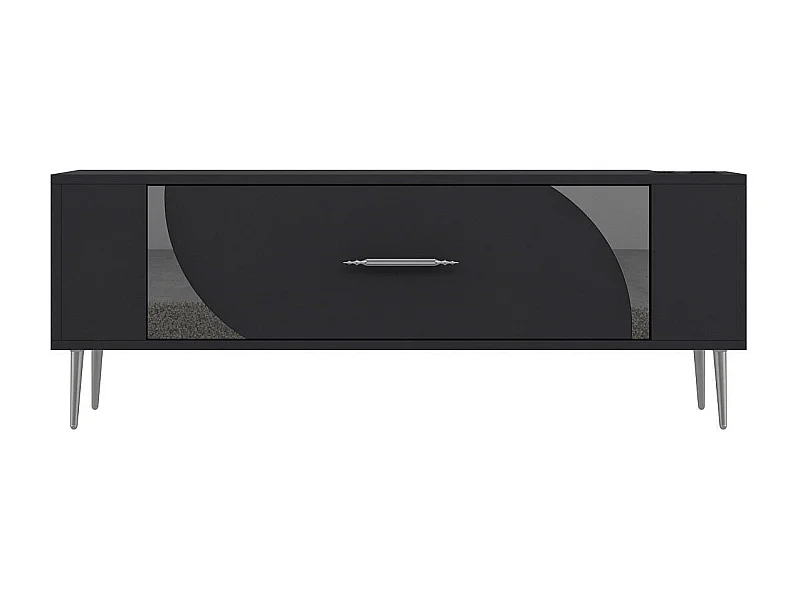 TV-Ständer – 120 cm x 48,2 cm x 26,4 cm – Anthrazit und Silber – Melaminbeschichtete Spanplatte