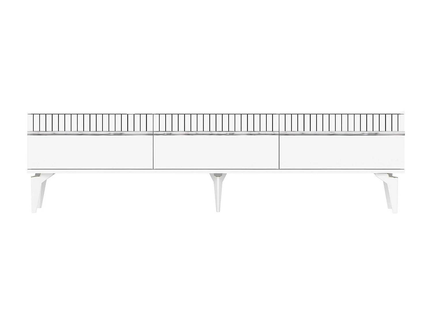 Meuble Tv design 3 portes basculantes Zerka L180cm Blanc et Argent