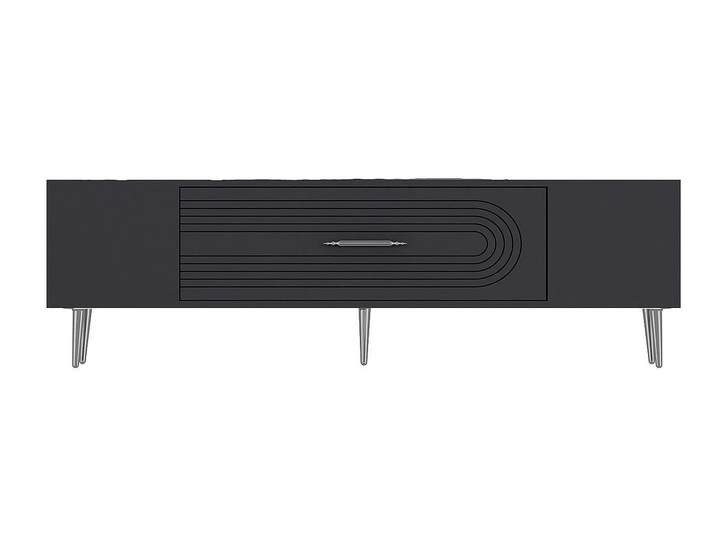 TV-Schrank – 150 cm x 48,2 cm x 29,6 cm – Anthrazit und Silber – Melaminbeschichtete Spanplatte