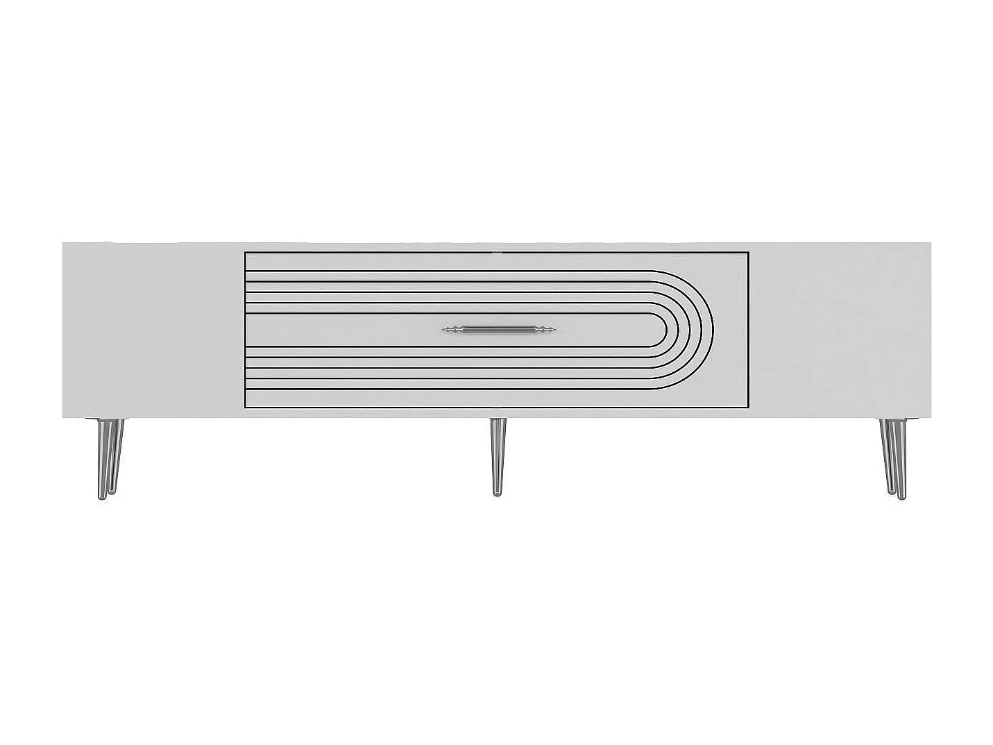 Meuble Tv design 1 porte basculante Steri L150cm Blanc et Argent
