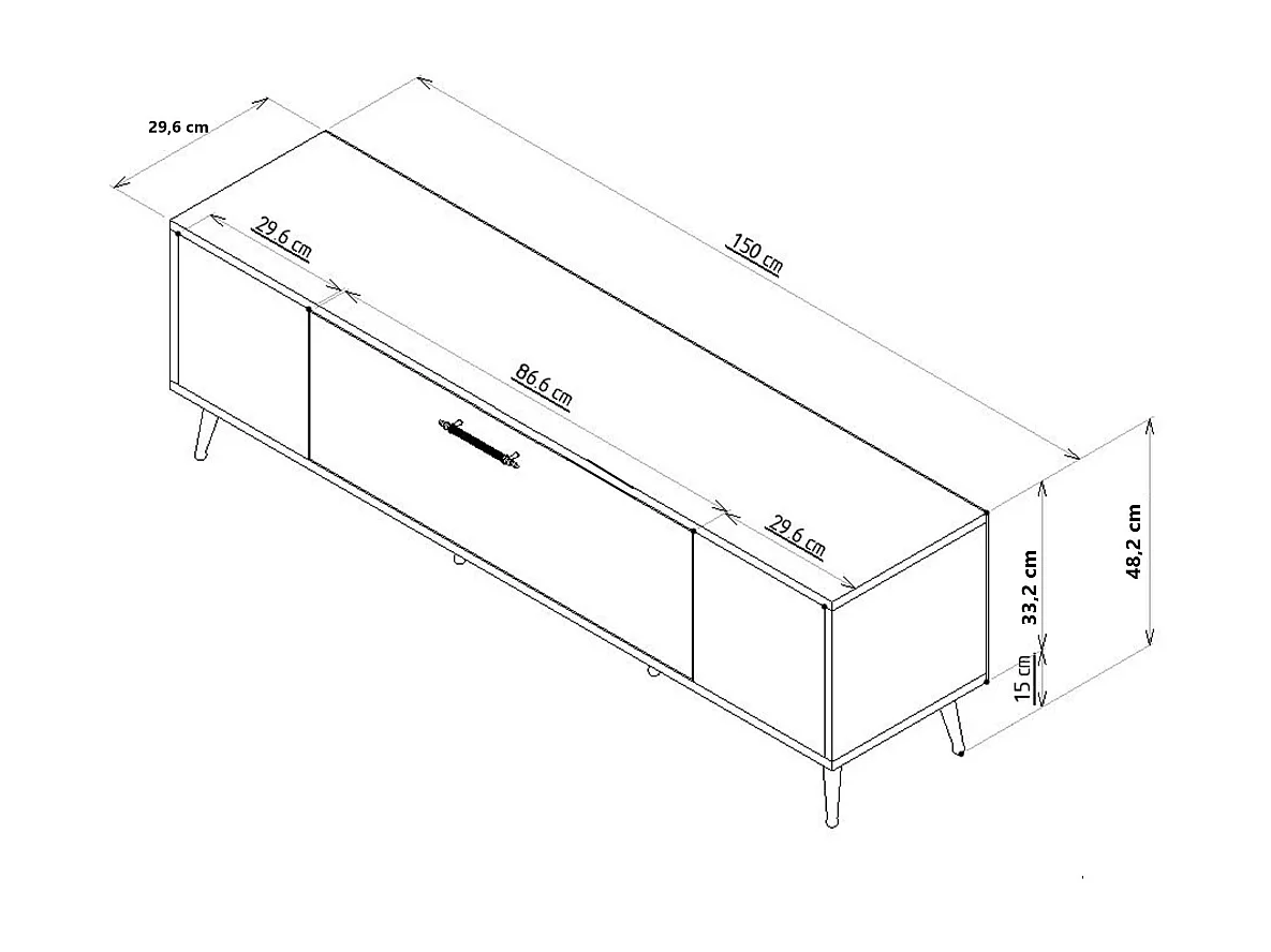 Meuble Tv design 1 porte basculante Steri L150cm Blanc et Argent