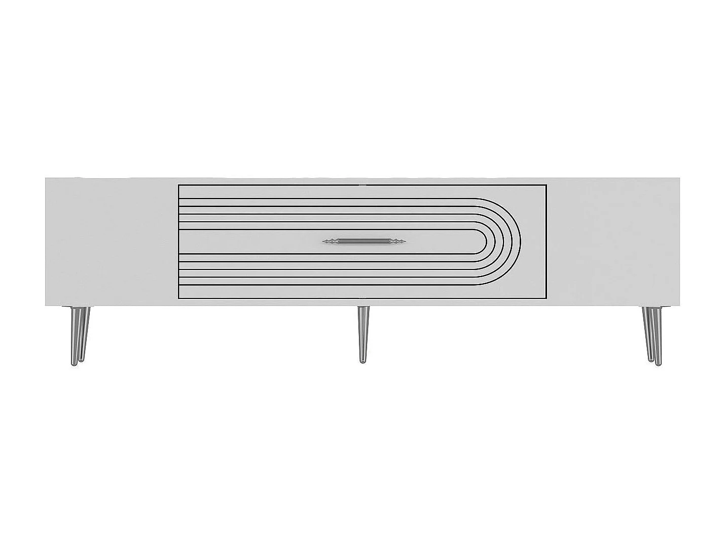 Meuble Tv design 1 porte basculante Steri L150cm Blanc et Argent