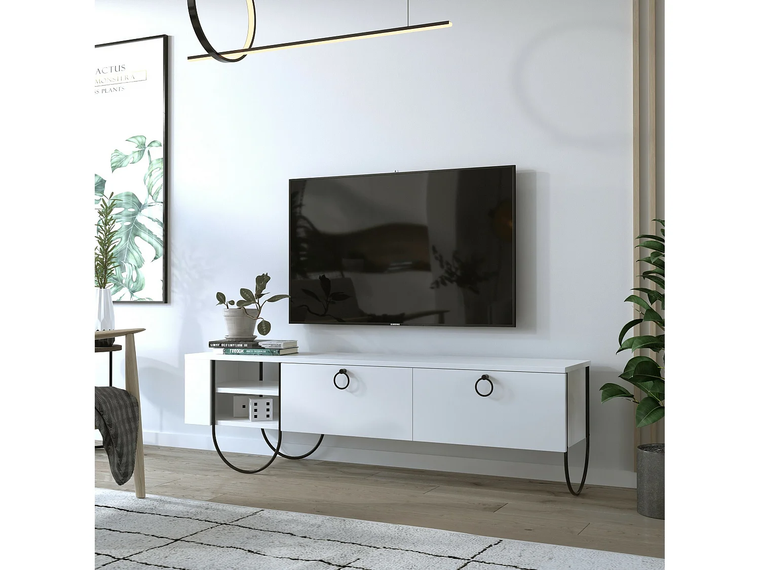 Moderne tv-standaard – 150 cm – Wit – Melamine gecoate spaanplaat