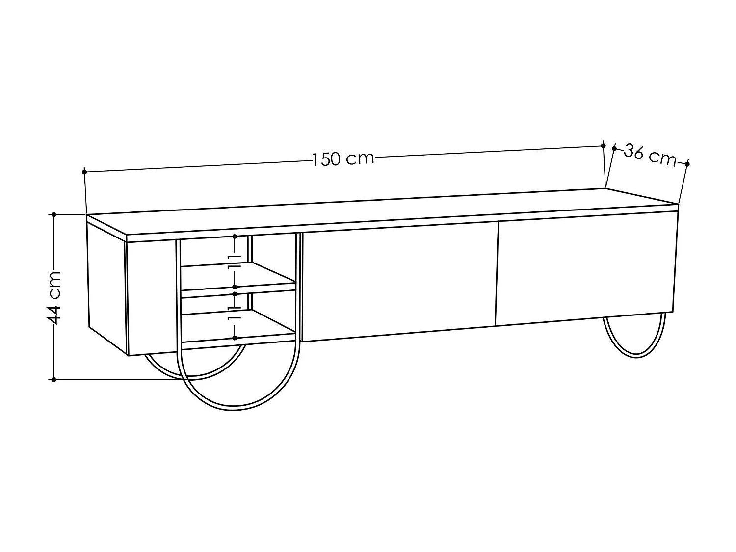 Moderne tv-standaard – 150 cm – Wit – Melamine gecoate spaanplaat